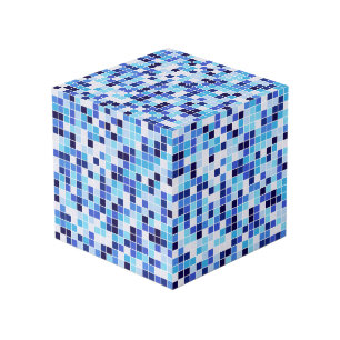 Cubo Baldosas de piscina, mosaicos azules, patrón geomé