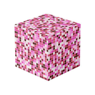 Cubo Baldosas de piscina, mosaicos rosados, patrón geom