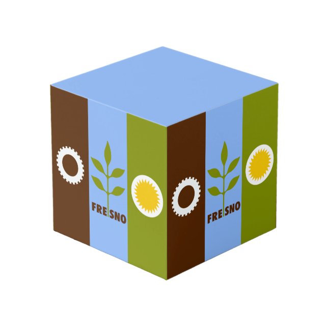 Cubo Bandera de la ciudad de Fresno, California Cube (Angulo Anverso)