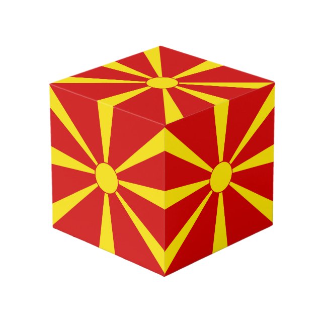Cubo Bandera del Norte de Macedonia (Angulo Anverso)