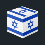 Cubo Bandera israelí azul blanco moderno<br><div class="desc">Israel bandera azul y blanco moderno cubo patriótico.</div>