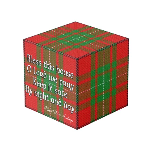Cubo Bendición para la casa del clan MacAulay Tartan (Angulo Anverso)
