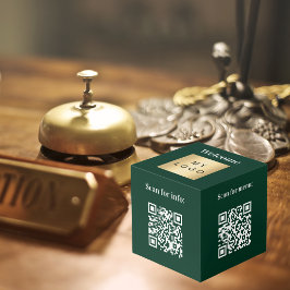 Cubo Bienvenido logotipo comercial Códigos QR tabla de