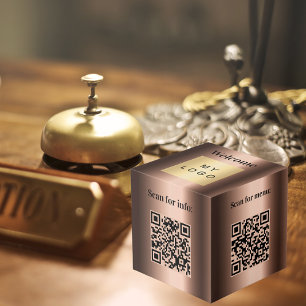 Cubo Bienvenido logotipo comercial Códigos QR tabla de
