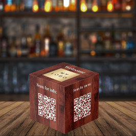 Cubo Bienvenido logotipo comercial Códigos QR tabla de