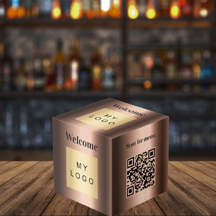 Cubo Bienvenido logotipo de negocio Tabla de menús de b