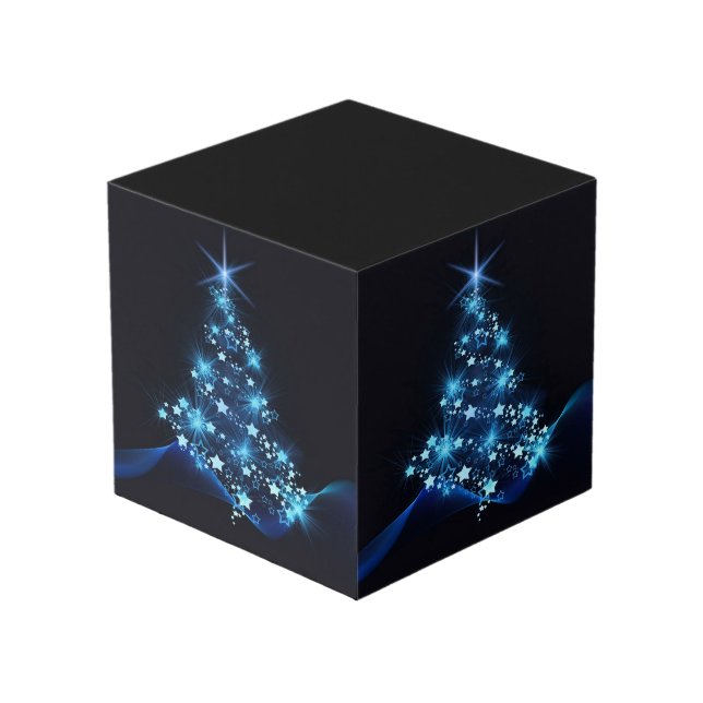 Cubo Blue Shine of Stars on Christmas Tree Dark  (Angulo Anverso)