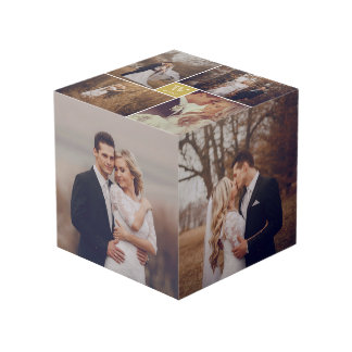 Cubo Boda cuadrado moderno Monograma 8 Collage de fotos