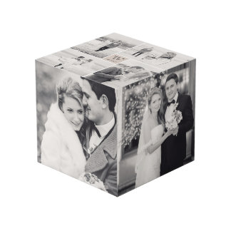 Cubo Boda cuadrado moderno Monograma 8 Collage de fotos