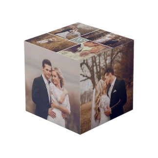 Cubo Boda cuadrado moderno Monograma 8 Collage de fotos