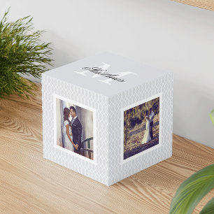 Cubo Boda de monograma gris moda Foto