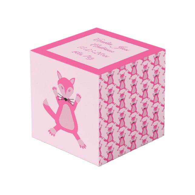 Cubo Bonito Bebé Rosa Fox Personalizado Foto subida (Angulo Anverso)