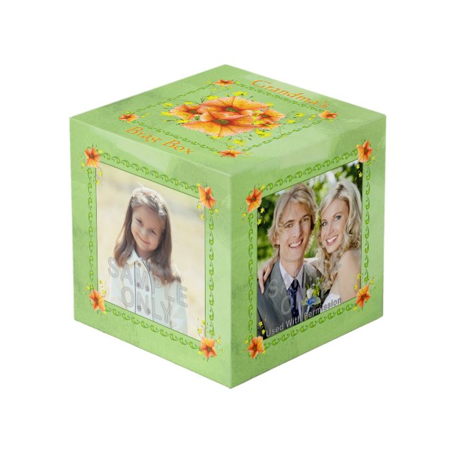 Cubo Caja anaranjada deliciosa del Brag de la abuela de (Angulo Anverso)