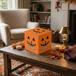 Cubo Calabaza Naranja Personalizada de Halloween con Tu