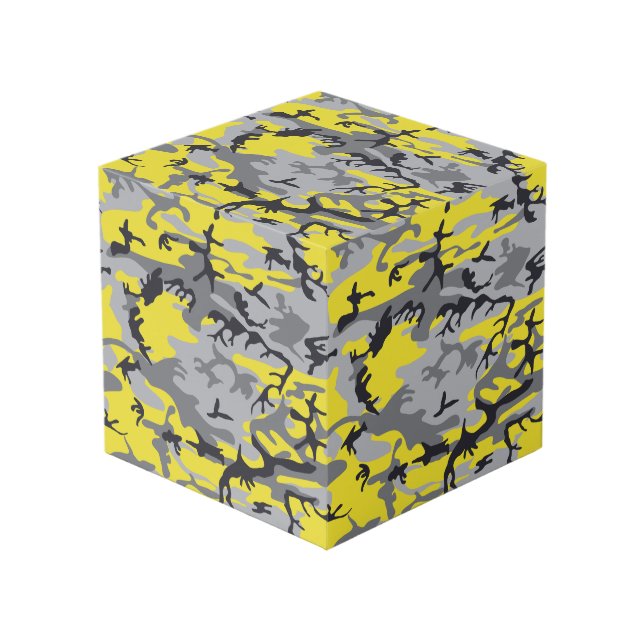 Cubo Camuflaje amarillo y gris, ejército, ejército (Angulo Anverso)