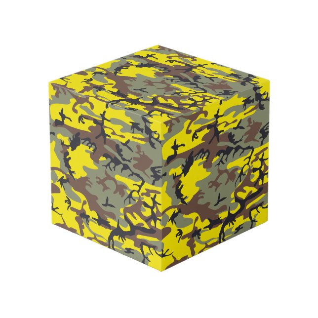 Cubo Camuflaje amarillo y marrón, ejército (Angulo Anverso)