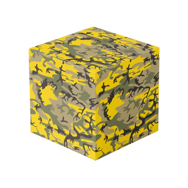 Cubo Camuflaje amarillo y verde, ejército, ejército (Angulo Anverso)