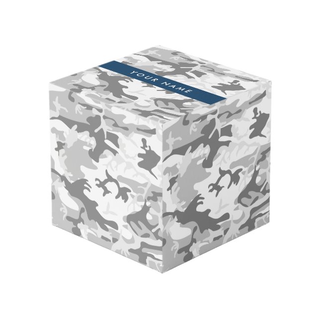 Cubo Camuflaje de nieve de invierno gris Personaliza tu (Angulo Anverso)
