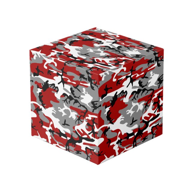 Cubo Camuflaje rojo y gris, ejército (Angulo Anverso)