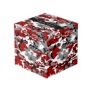 Cubo Camuflaje rojo y gris Tu nombre Personaliza