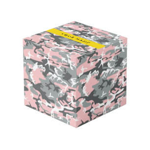 Cubo Camuflaje rosa y gris Tu nombre Personaliza