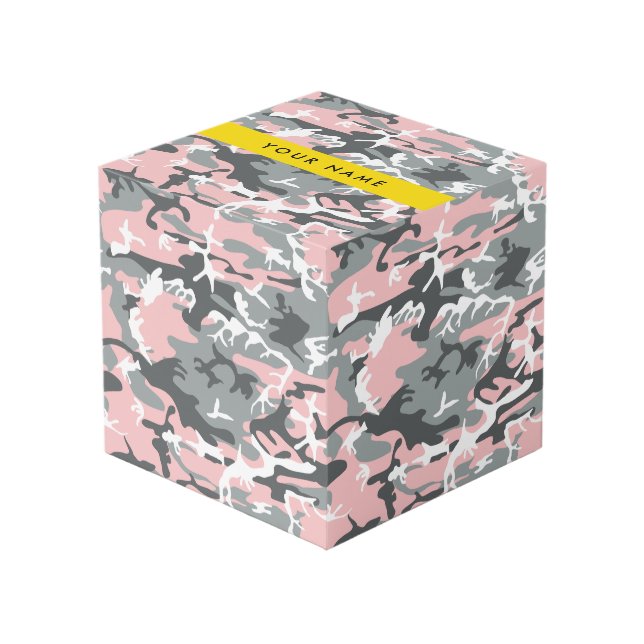 Cubo Camuflaje rosa y gris Tu nombre Personaliza (Angulo Anverso)