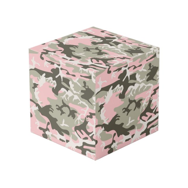 Cubo Camuflaje rosa y verde, militar, militar (Angulo Anverso)