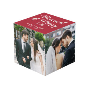 Cubo Casados Felices Recién Casados Primera Navidad Fot