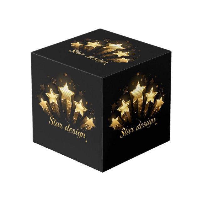 Cubo Cinco estrellas de oro en negro (Angulo Anverso)