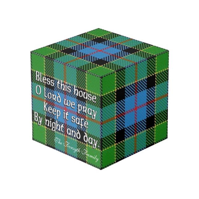 Cubo Clan Forsyth Tartan House Blessing (Angulo Anverso)