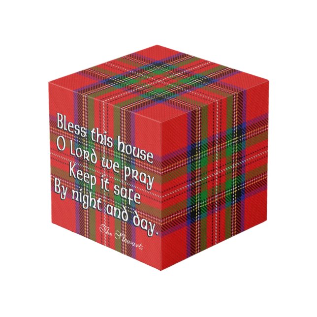 Cubo Clan Stewart Tartan House Blessing (Angulo Anverso)
