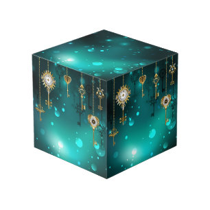 Cubo Claves de esqueleto antiguas sobre fondo verde