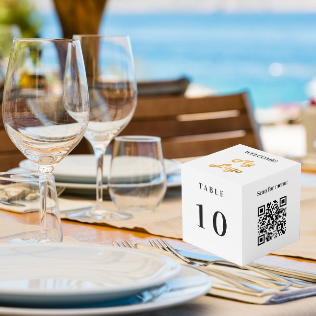 Cubo Código QR del número de mesa menú logo empresarial (Subido por el creador)