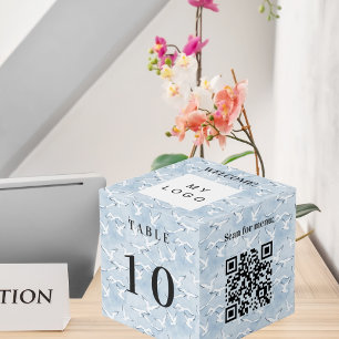 Cubo Código QR del número de mesa menú logotipo de nego
