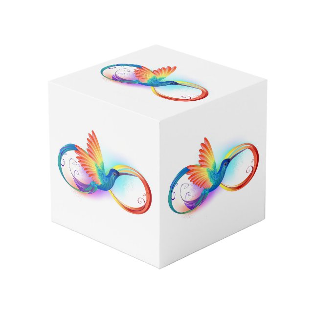 Cubo Colibrí arcoiris con símbolo Infinity (Angulo Anverso)