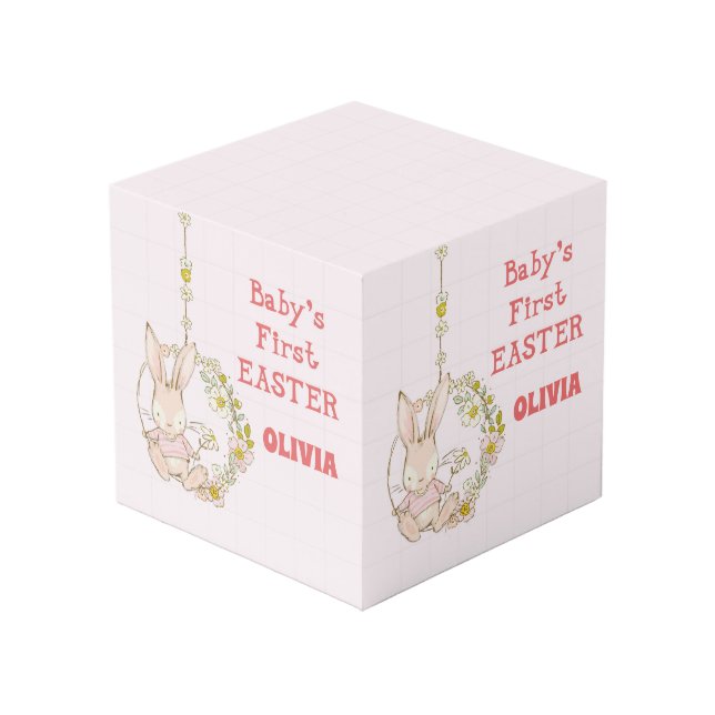 Cubo Conejo chica de Pascua en la flor (Angulo Anverso)