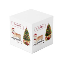 Cubo Corgi Navidades graciosos perro con árbol