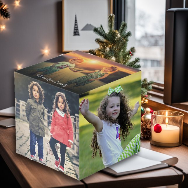 Cubo Crear su propio monograma de collage de fotos fami (Create your own unique personal photo cube. You can add your own photos and name.)