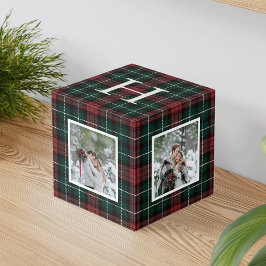 Cubo Cromo fotográfico de Holiday Tartan Monogram
