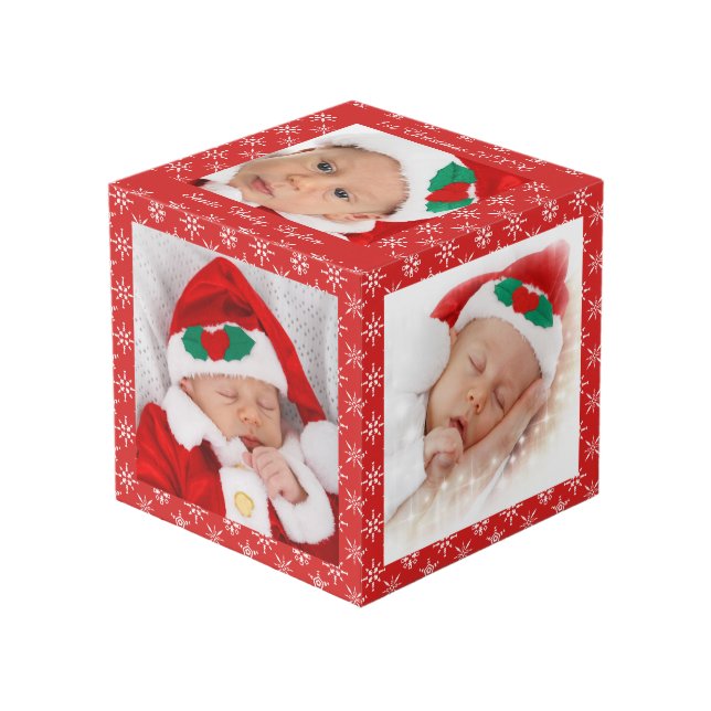 Cubo Custom Photos Santa Baby Red With Snowflakes SQ (Angulo Anverso)