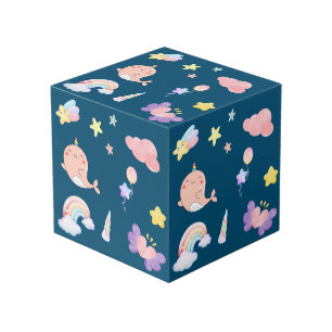 Cubo Cute Narwhal Fish Unicorn Arcoiris cumpleaños