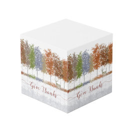 Cubo Dales gracias árboles de Acción de Gracias y cierv