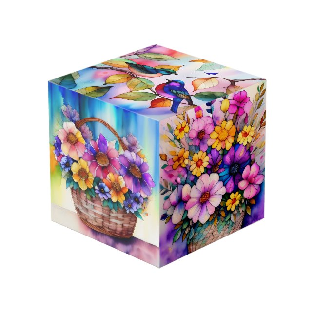 Cubo de arte de flores (Angulo Anverso)