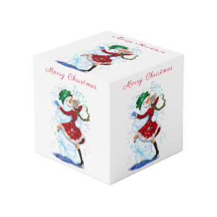 Cubo de bailarines de Chica y muñecos de nieve