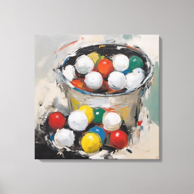 Cubo De Bolas De Golf - Impresión De Arte De Lienz (Anverso)
