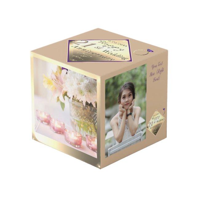 Cubo de Brass, 21° Aniversario del Boda (Angulo Anverso)