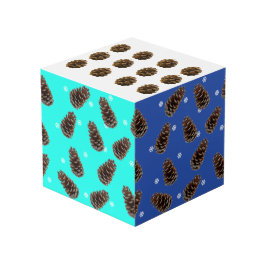Cubo de diseño de foto de piñas de Navidad