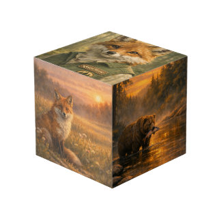 Cubo de fauna forestal: lobo, búho, zorro y oso