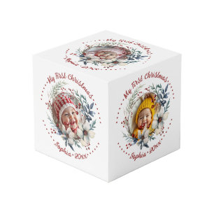 Cubo de fotos de flores, flores y bayas de navidad