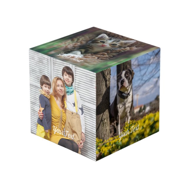 Cubo de Fotos Personalizado con Texto de Diseño Pe (Angulo Anverso)